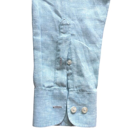 Untuckit Men's Shirt Size XXL 2XL 100% Linen NWOT Turquoise Blue Wrinkle Resista - Picture 4 of 10